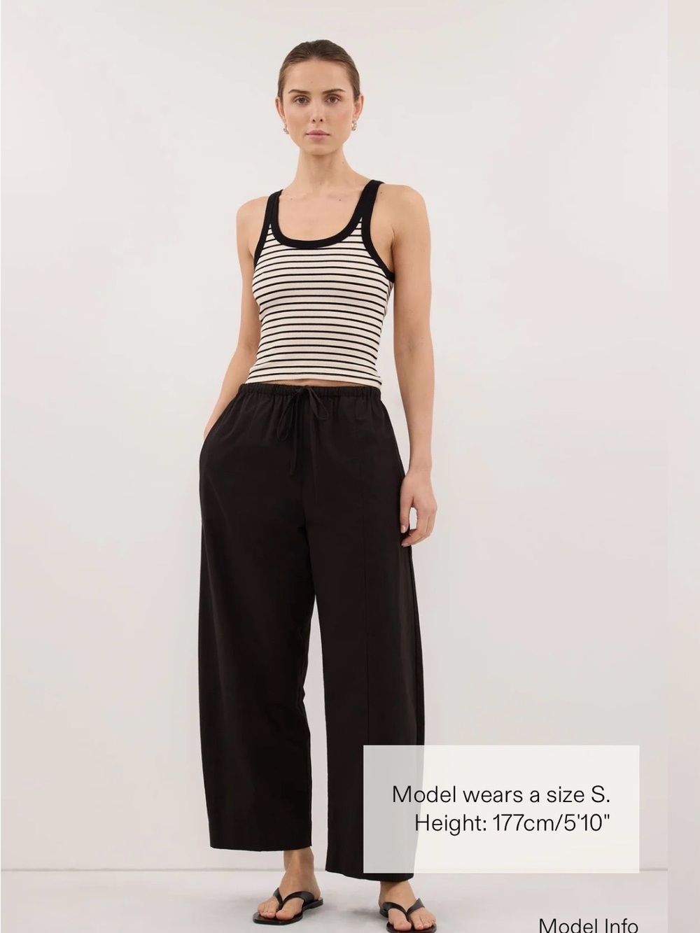 DISSH Black & Cream Striped Ribbed Tank Top